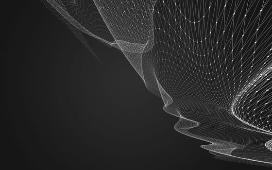 Abstract polygonal space low poly dark background with connecting dots and lines. Connection structure. 3d rendering