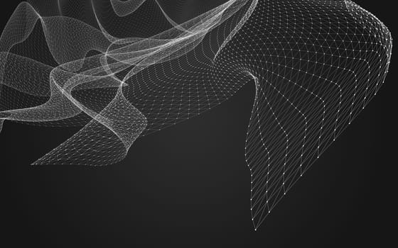 Abstract polygonal space low poly dark background with connecting dots and lines. Connection structure. 3d rendering