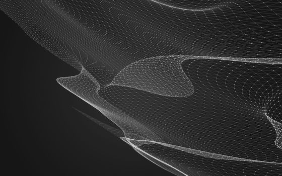 Abstract polygonal space low poly dark background with connecting dots and lines. Connection structure. 3d rendering