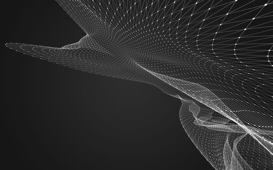 Abstract polygonal space low poly dark background with connecting dots and lines. Connection structure. 3d rendering