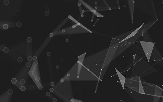 Abstract polygonal space low poly dark background with connecting dots and lines. Connection structure. 3d rendering