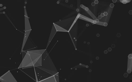 Abstract polygonal space low poly dark background with connecting dots and lines. Connection structure. 3d rendering