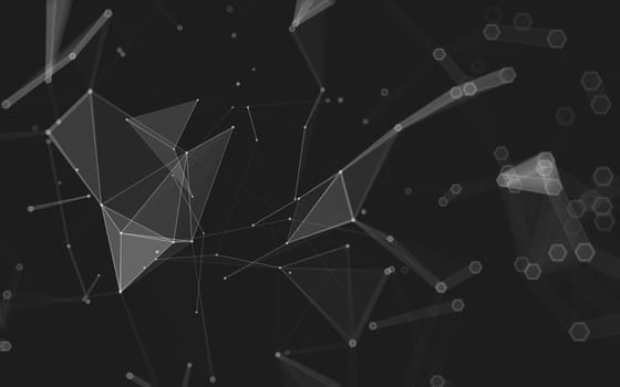 Abstract polygonal space low poly dark background with connecting dots and lines. Connection structure. 3d rendering