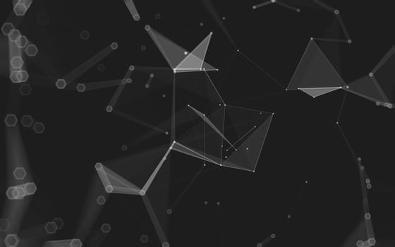 Abstract polygonal space low poly dark background with connecting dots and lines. Connection structure. 3d rendering