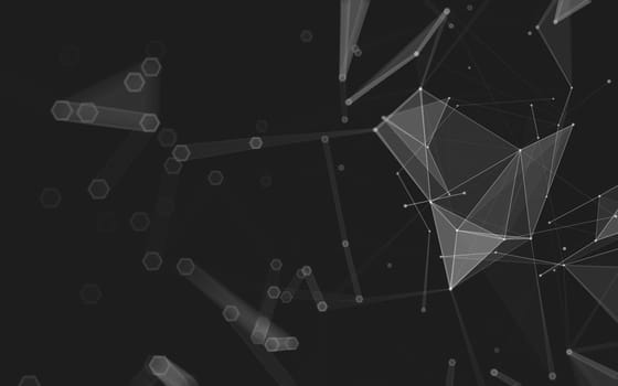 Abstract polygonal space low poly dark background with connecting dots and lines. Connection structure. 3d rendering