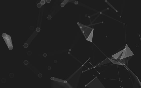 Abstract polygonal space low poly dark background with connecting dots and lines. Connection structure. 3d rendering