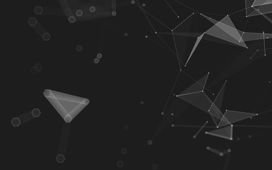 Abstract polygonal space low poly dark background with connecting dots and lines. Connection structure. 3d rendering