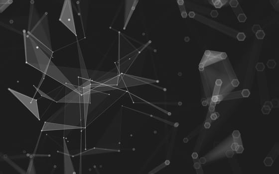 Abstract polygonal space low poly dark background with connecting dots and lines. Connection structure. 3d rendering