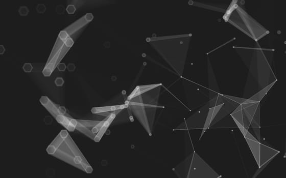 Abstract polygonal space low poly dark background with connecting dots and lines. Connection structure. 3d rendering