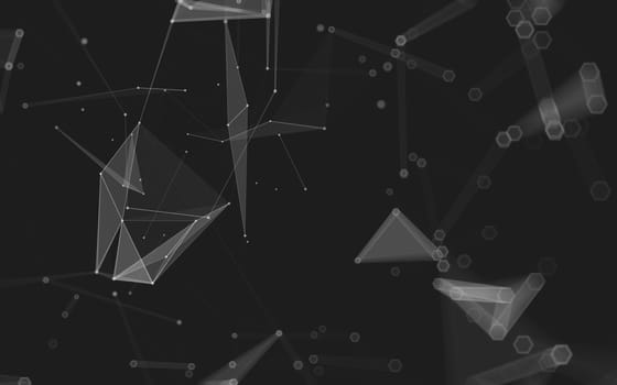 Abstract polygonal space low poly dark background with connecting dots and lines. Connection structure. 3d rendering