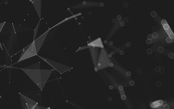 Abstract polygonal space low poly dark background with connecting dots and lines. Connection structure. 3d rendering