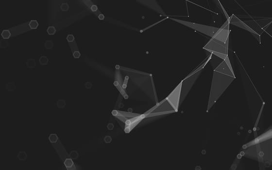 Abstract polygonal space low poly dark background with connecting dots and lines. Connection structure. 3d rendering