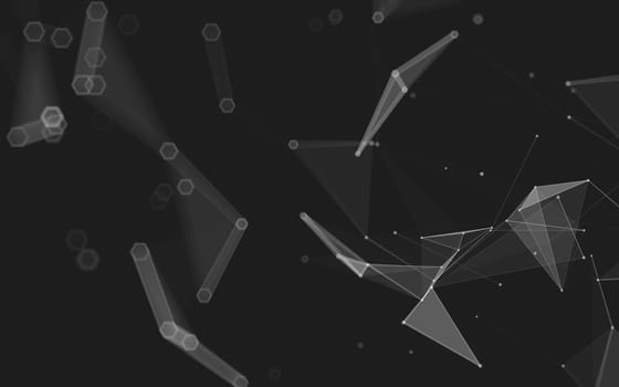 Abstract polygonal space low poly dark background with connecting dots and lines. Connection structure. 3d rendering