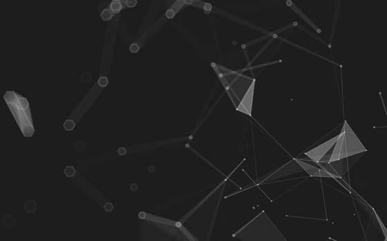 Abstract polygonal space low poly dark background with connecting dots and lines. Connection structure. 3d rendering