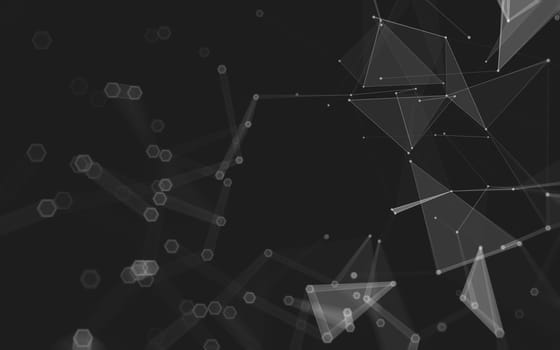 Abstract polygonal space low poly dark background with connecting dots and lines. Connection structure. 3d rendering