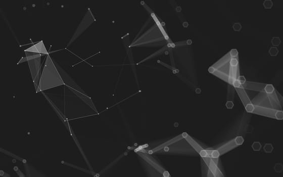 Abstract polygonal space low poly dark background with connecting dots and lines. Connection structure. 3d rendering