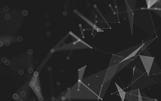 Abstract polygonal space low poly dark background with connecting dots and lines. Connection structure. 3d rendering