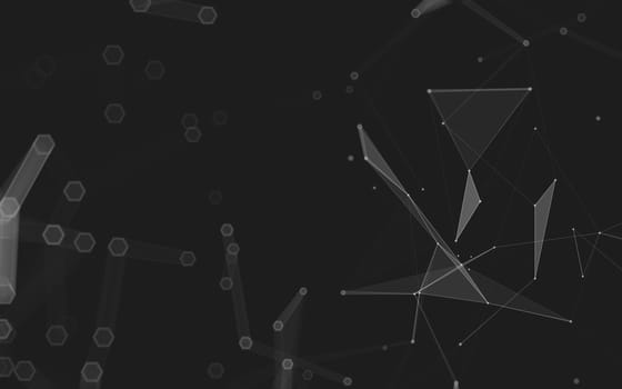 Abstract polygonal space low poly dark background with connecting dots and lines. Connection structure. 3d rendering