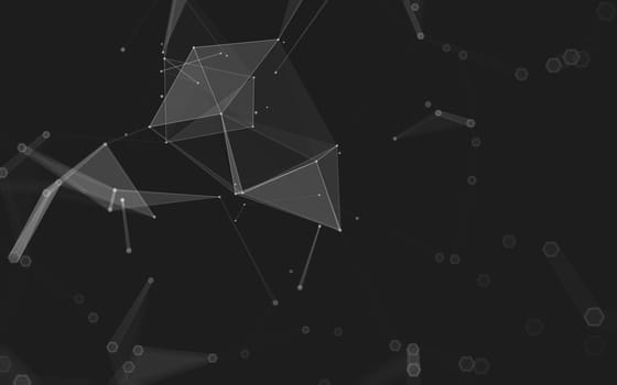 Abstract polygonal space low poly dark background with connecting dots and lines. Connection structure. 3d rendering