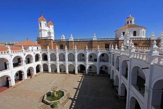 The nice white church of San Felipe Neri, Sucre, Bolivia