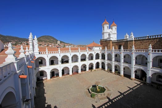 The nice white church of San Felipe Neri, Sucre, Bolivia