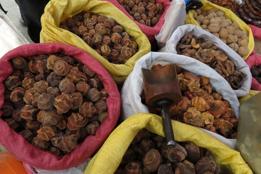 Dried fruits to make tea at farmers market in Sucre, Bolivia, South America