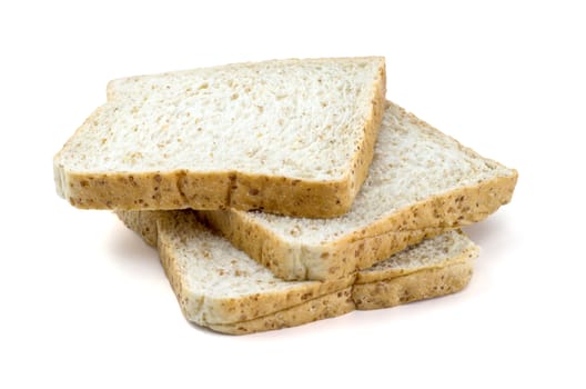 sliced whole wheat bread isolated on white background.