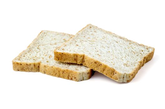 sliced whole wheat bread isolated on white background.