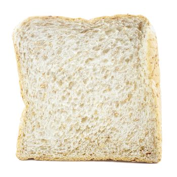 Slice of a whole wheat bread isolated on white background.