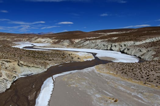 Colorful salt river valley in the andean mountains near Tupiza, Bolivia, South America