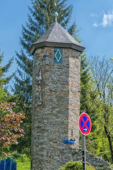 
Tower of Castle Hetterscheidt in Heiligenhaus district Hetterscheidt, on Abtskuecher pond.
