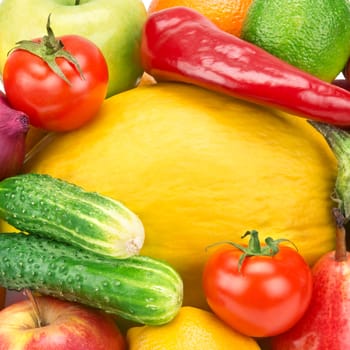 background of a set of fruits and vegetables