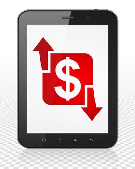 Business concept: Tablet Pc Computer with red Finance icon on display, 3D rendering