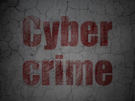 Protection concept: Red Cyber Crime on grunge textured concrete wall background