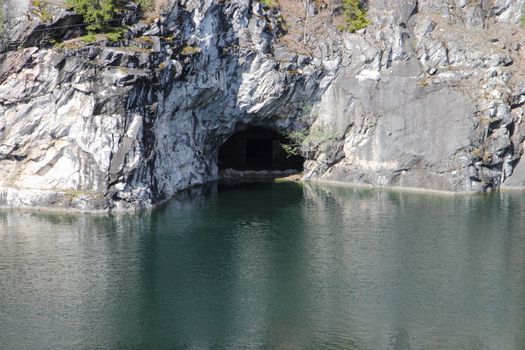 Marble quarry in Ruskeala, Republic of Karelia, Russia. View from above