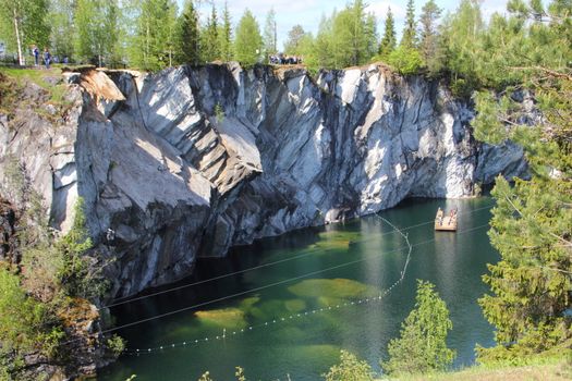 Marble quarry in Ruskeala, Republic of Karelia, Russia. View from above