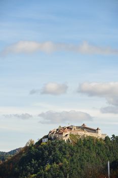 Rasnov, Brasov, Transylvania, Romania - 21th October 2016: Look to Medieval saxon fortress Rosenau