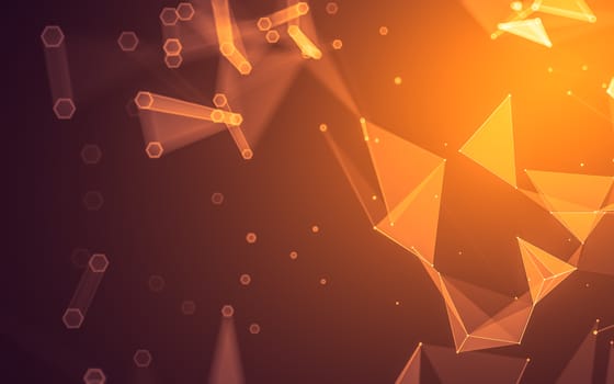 Abstract polygonal space low poly dark background with connecting dots and lines. Connection structure. 3d rendering