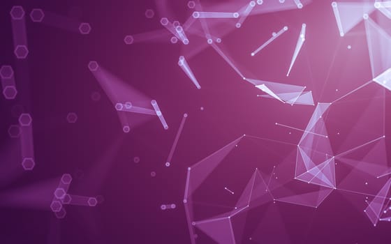 Abstract polygonal space low poly dark background with connecting dots and lines. Connection structure. 3d rendering