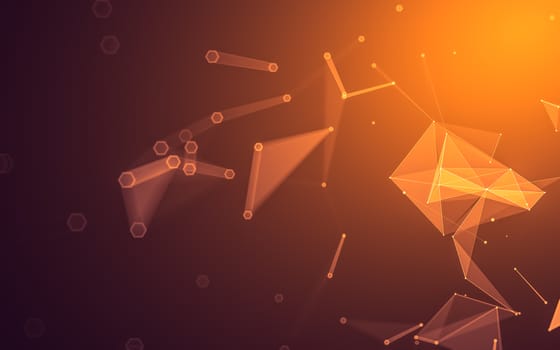 Abstract polygonal space low poly dark background with connecting dots and lines. Connection structure. 3d rendering