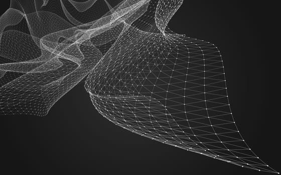 Abstract polygonal space low poly dark background with connecting dots and lines. Connection structure. 3d rendering