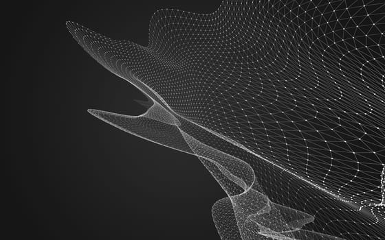 Abstract polygonal space low poly dark background with connecting dots and lines. Connection structure. 3d rendering