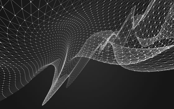 Abstract polygonal space low poly dark background with connecting dots and lines. Connection structure. 3d rendering