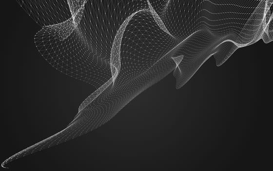 Abstract polygonal space low poly dark background with connecting dots and lines. Connection structure. 3d rendering