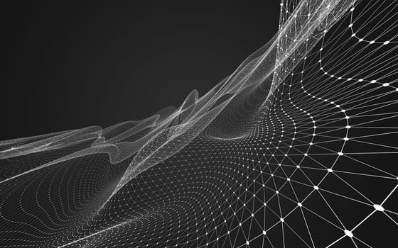 Abstract polygonal space low poly dark background with connecting dots and lines. Connection structure. 3d rendering