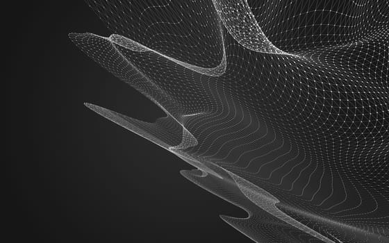 Abstract polygonal space low poly dark background with connecting dots and lines. Connection structure. 3d rendering