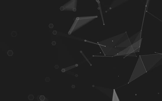 Abstract polygonal space low poly dark background with connecting dots and lines. Connection structure. 3d rendering