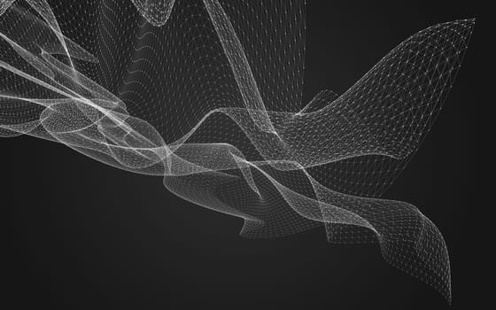 Abstract polygonal space low poly dark background with connecting dots and lines. Connection structure. 3d rendering