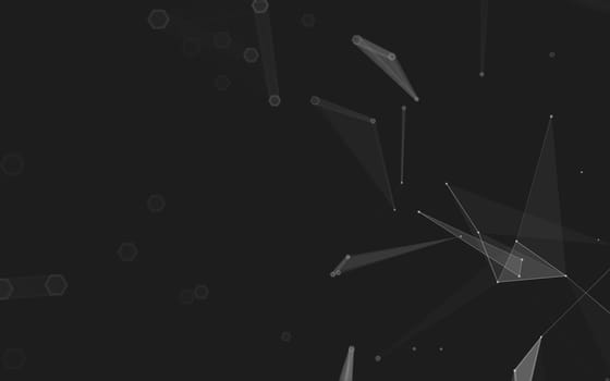 Abstract polygonal space low poly dark background with connecting dots and lines. Connection structure. 3d rendering