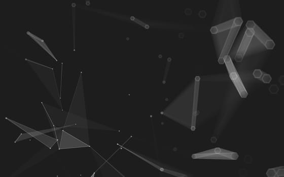 Abstract polygonal space low poly dark background with connecting dots and lines. Connection structure. 3d rendering